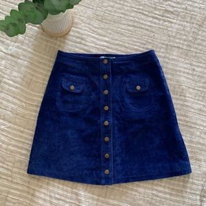Anthropologie Blue Leather Skirt - Button Up